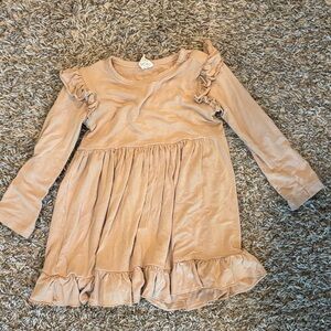 Tan bamboo long sleeve dress.
